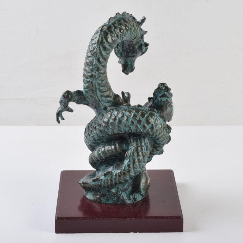 彫刻家　江里敏明造　青銅　青龍　置物　共箱　V　9090A