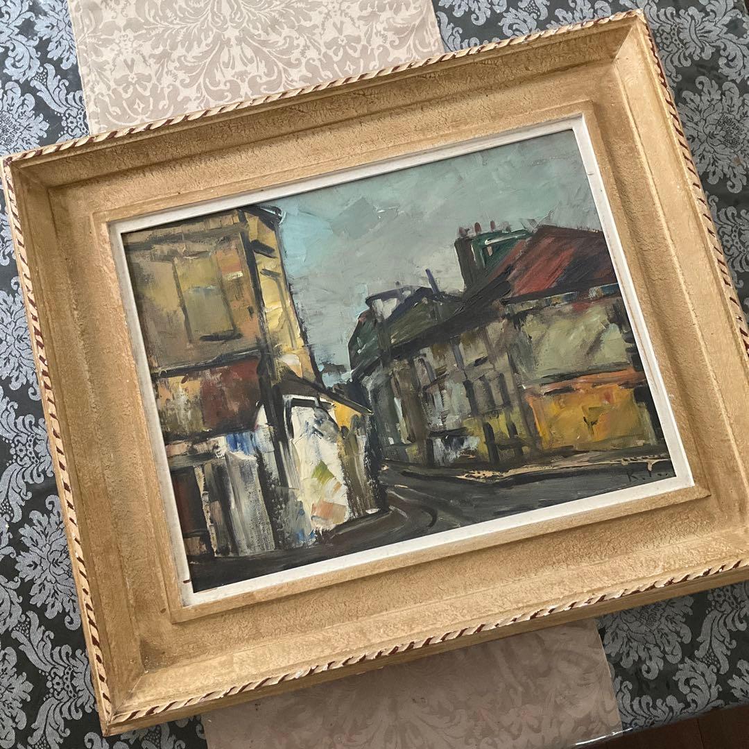 額縁　絵画油絵付き　レトロ