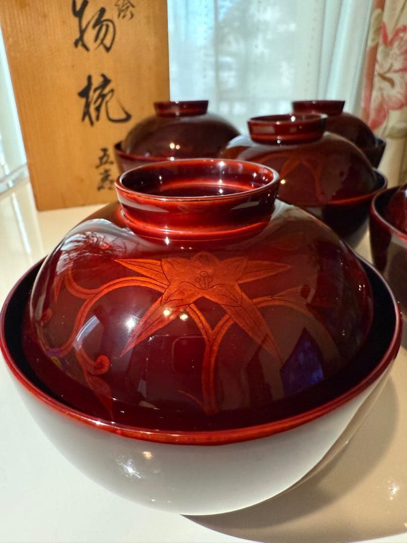 りんどう蒔絵　輪島塗　吸物椀　5客