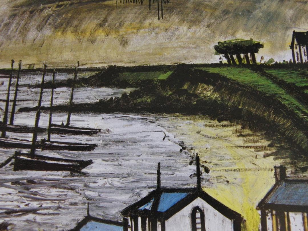 ベルナール・ビュッフェ、【海辺の舟】、希少な額装用画集より、厳選、新品額装