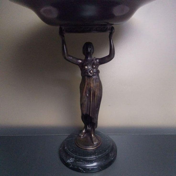 ◎西洋アンティーク ブロンズ像 (小物入れ) 置物 ミッドセンチュリー