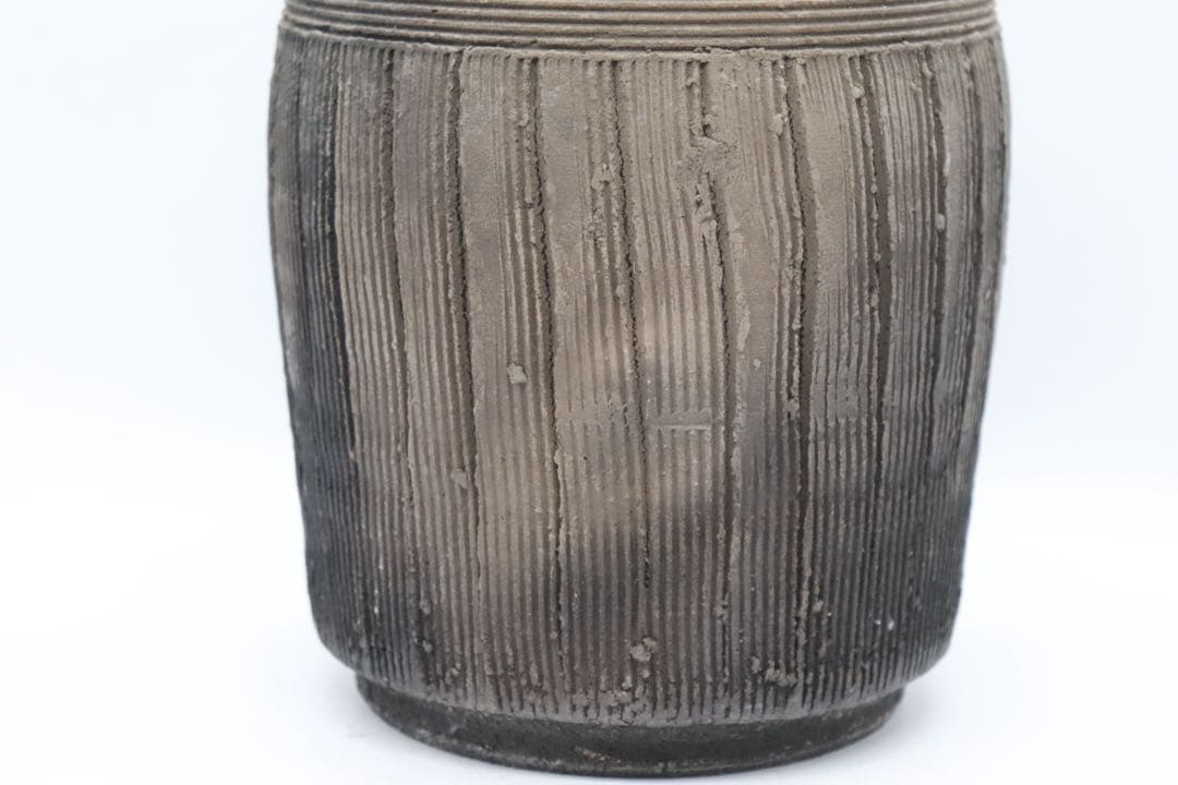 坂田甚内作　黒陶窯変深甚紋水指　茶道具　送料込み250825