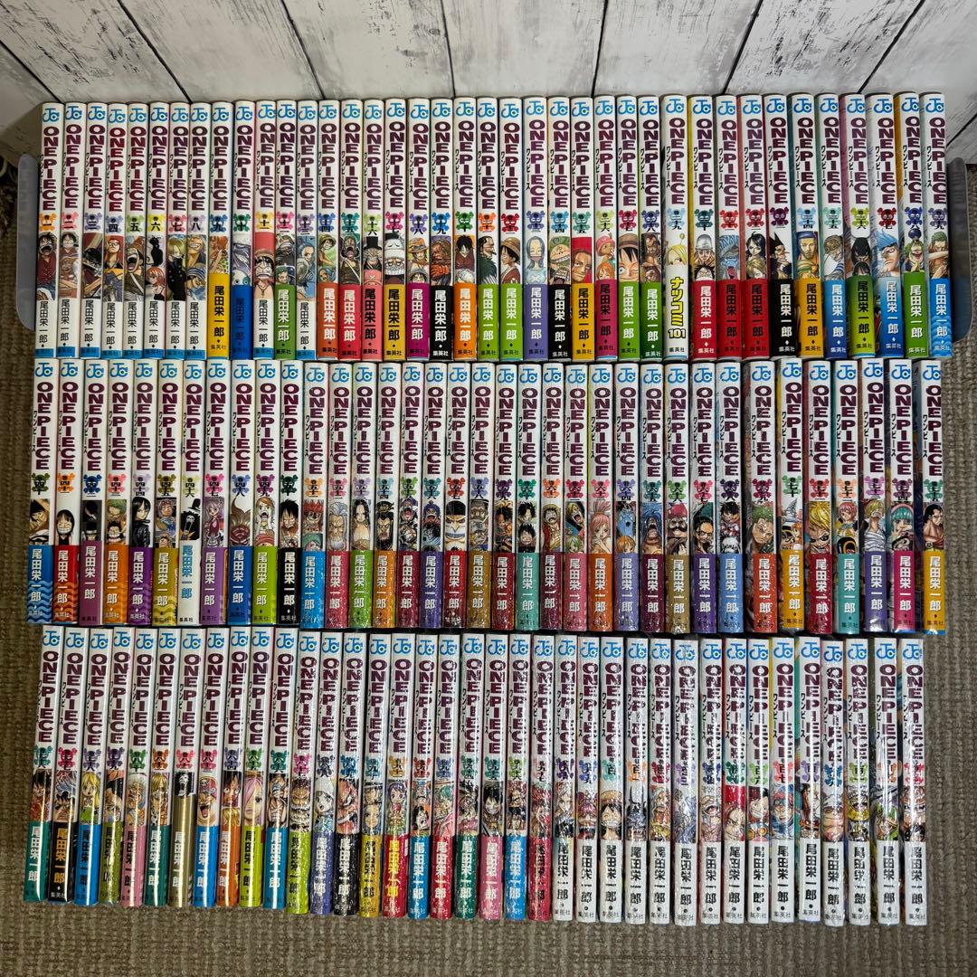 全巻初版 ワンピース1巻～113巻 ●帯、冊子、はがき●全巻セット ●半分新品●