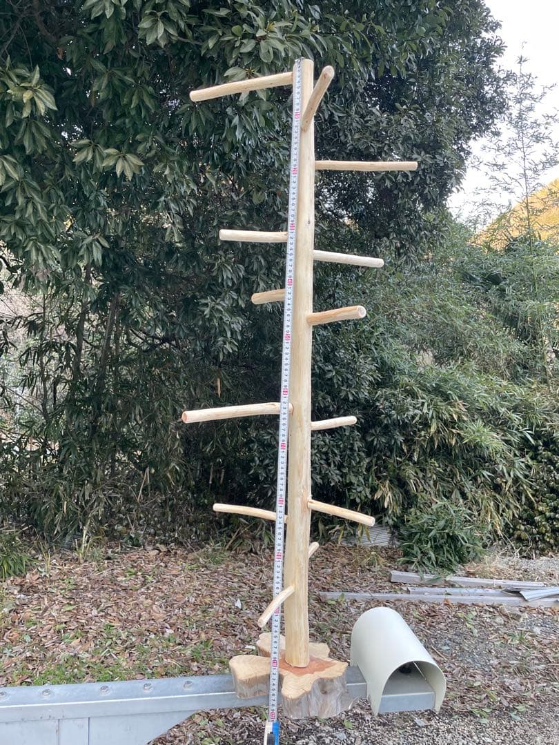 国産ヒノキ　鳥用止まり木　大型スタンド　約115.7センチ　小型中型インコ用