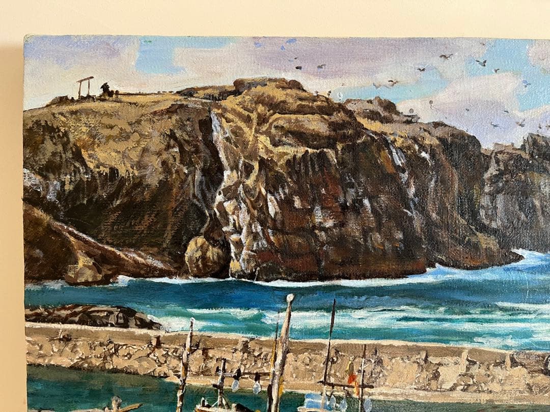 『経島』白潟 吉堯　油絵　肉筆　出雲大社　日御碕　日本海