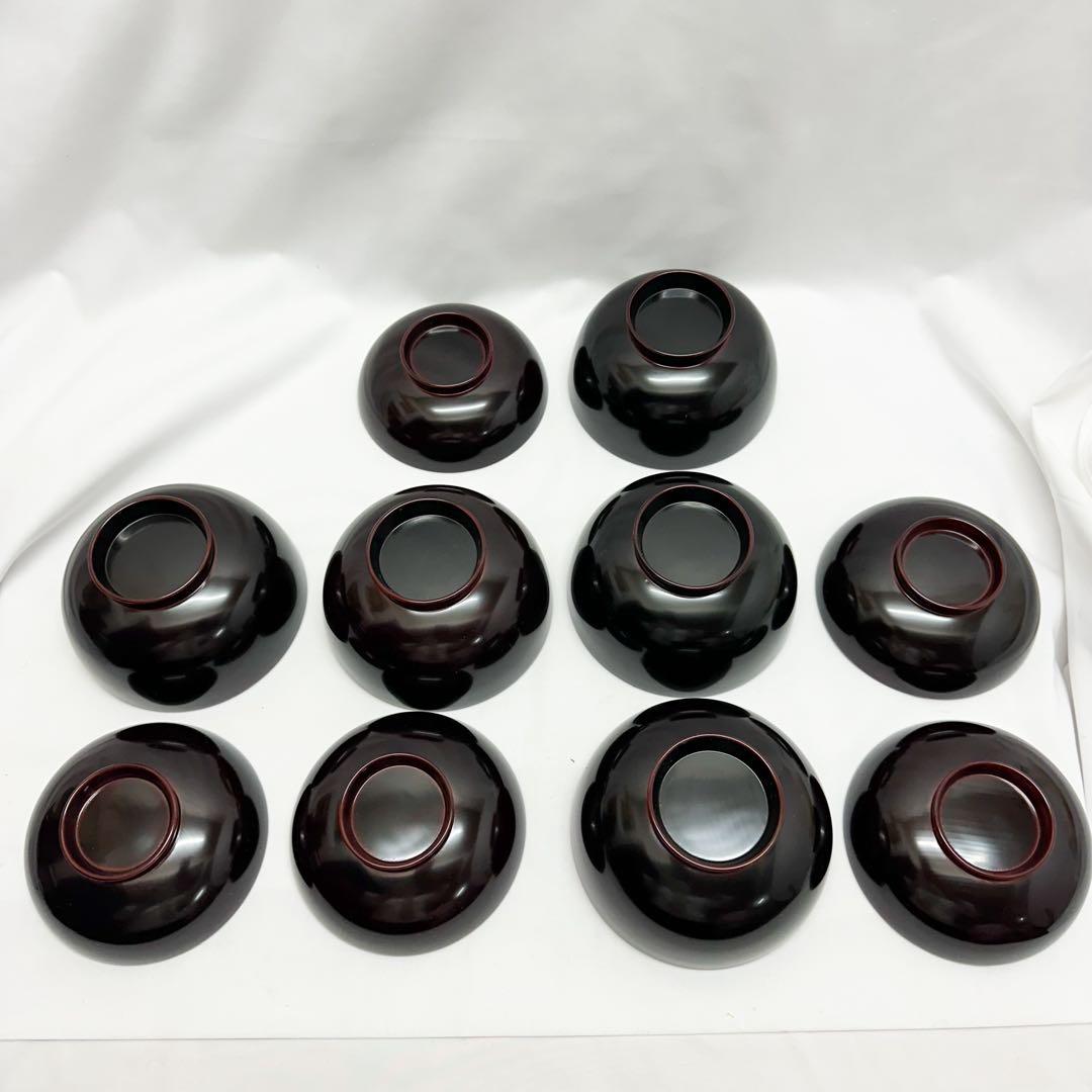 未使用 輪島塗 吸物椀 5客セットとお盆 艶消し 溜蝋色 希少 共箱付 高級品