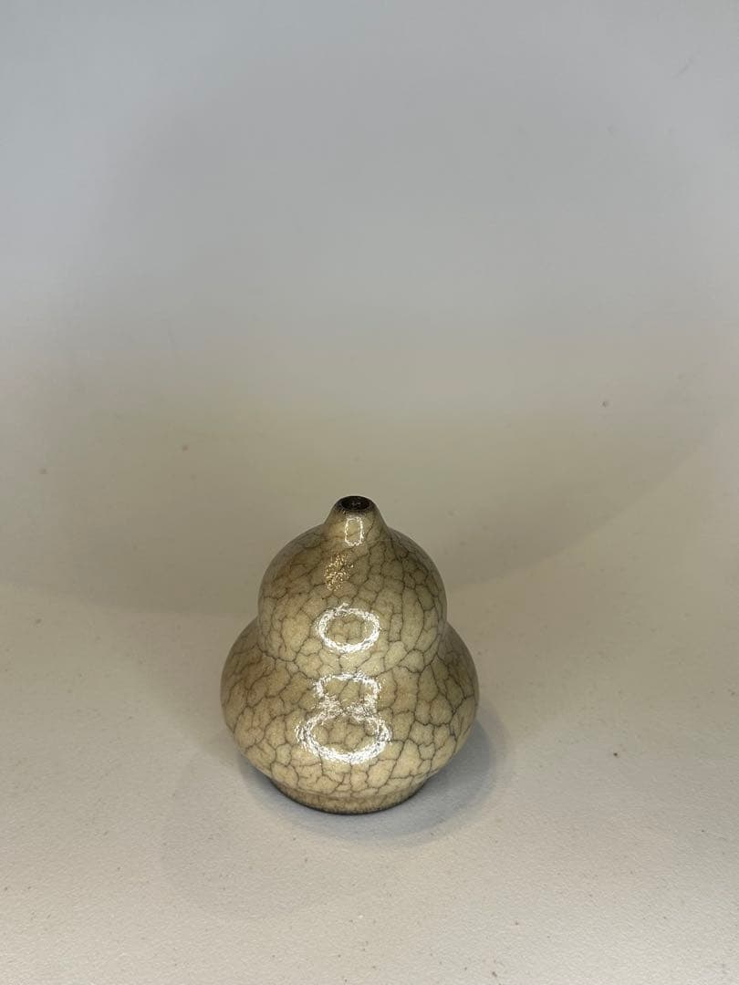 葫蘆形 香炉 陶器 開片釉 茶道具 香道具 置物 賞瓶 中国古陶 煎茶道具