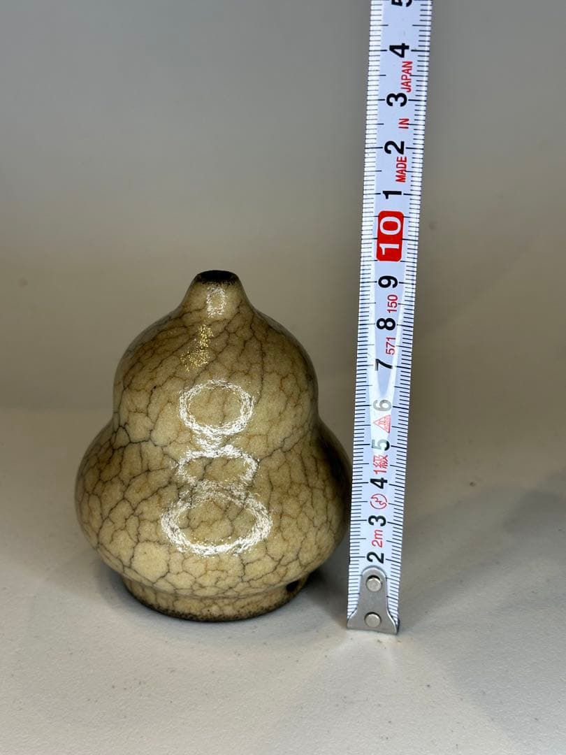 葫蘆形 香炉 陶器 開片釉 茶道具 香道具 置物 賞瓶 中国古陶 煎茶道具