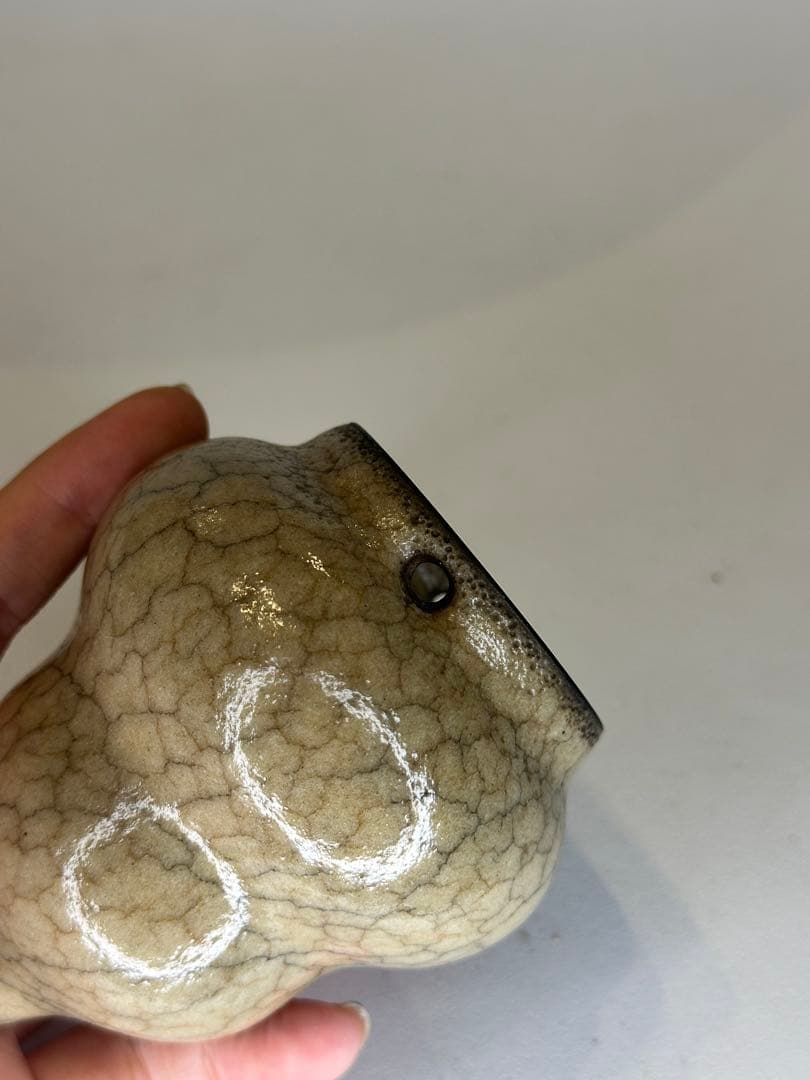 葫蘆形 香炉 陶器 開片釉 茶道具 香道具 置物 賞瓶 中国古陶 煎茶道具