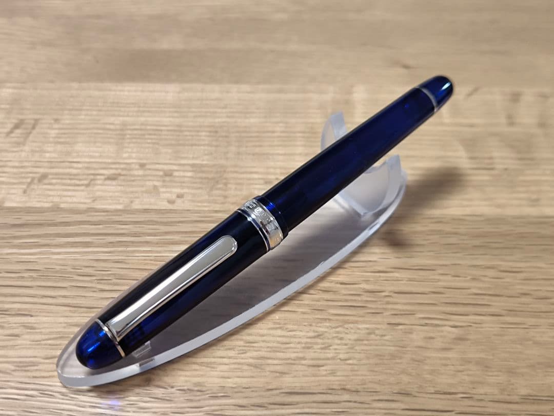 プラチナ万年筆3776センチュリーロジウムフィニッシュシャルトルブルー F細字