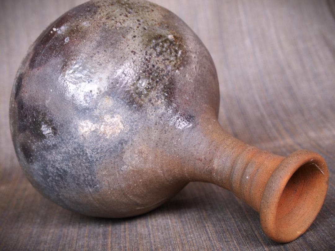 人気作家★中里隆【師：小山富士夫＆中里太郎右衛門】★唐津南蛮鶴首花入★共箱