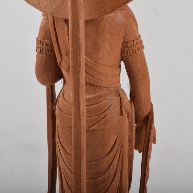 仏教美術　木彫　観音菩薩立像　仏像　置物　在銘　高さ約46cm　V　8764