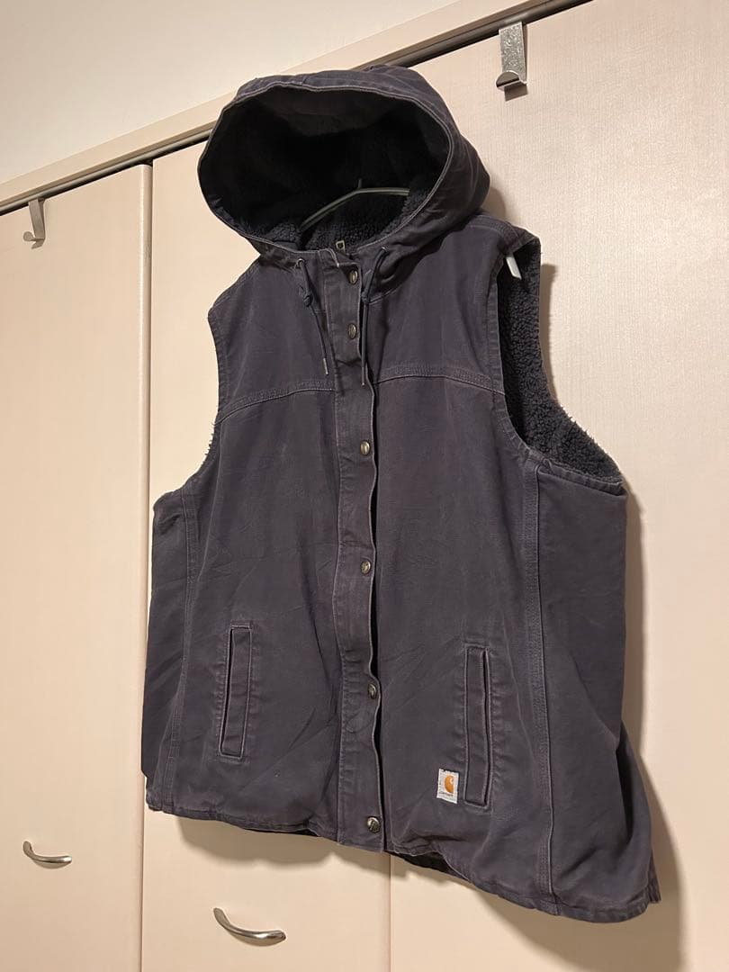 カーハート　裏ボア　ベスト　フード　ネイビー