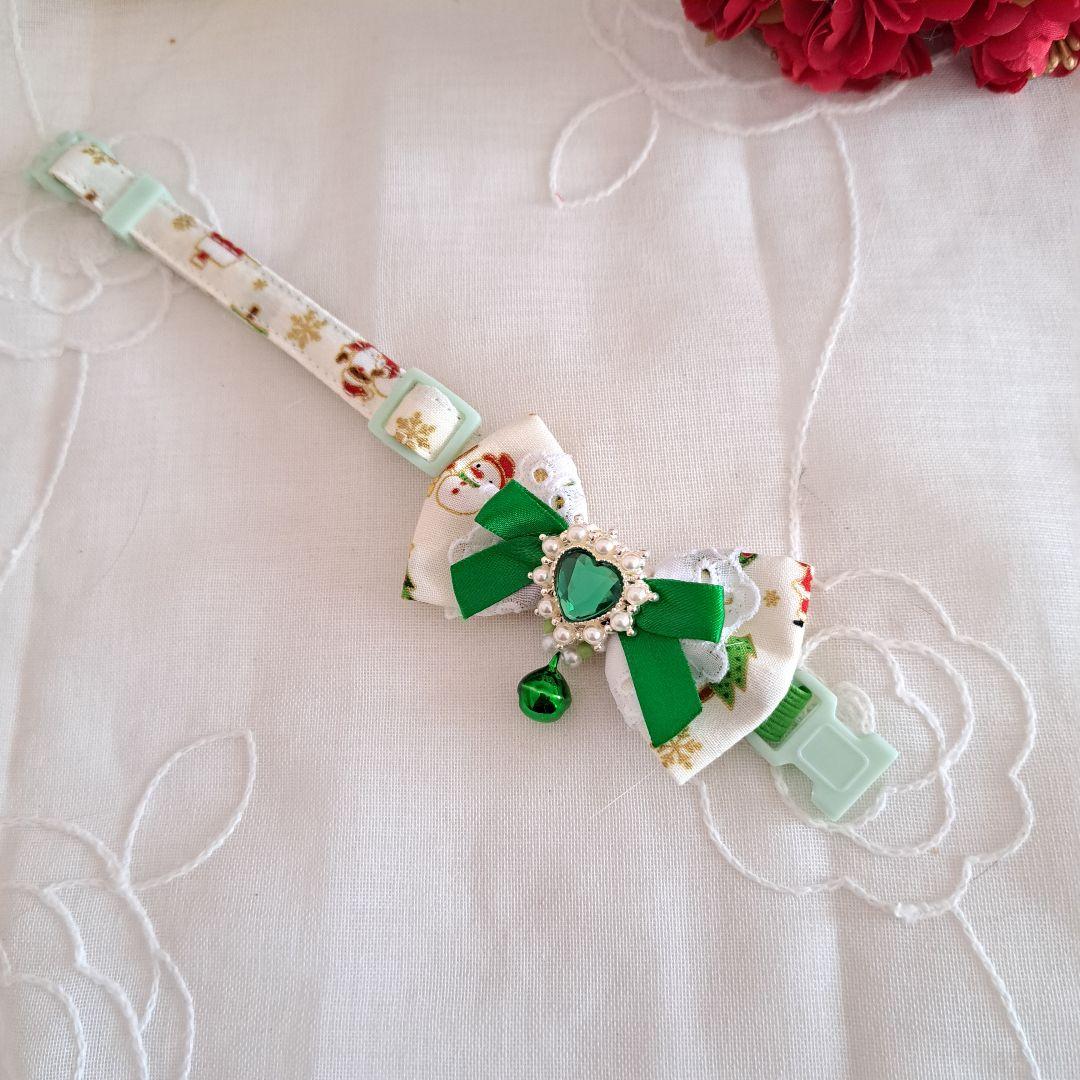 クリスマス(白サンタ&雪だるま)わんちゃん猫ちゃん用首輪