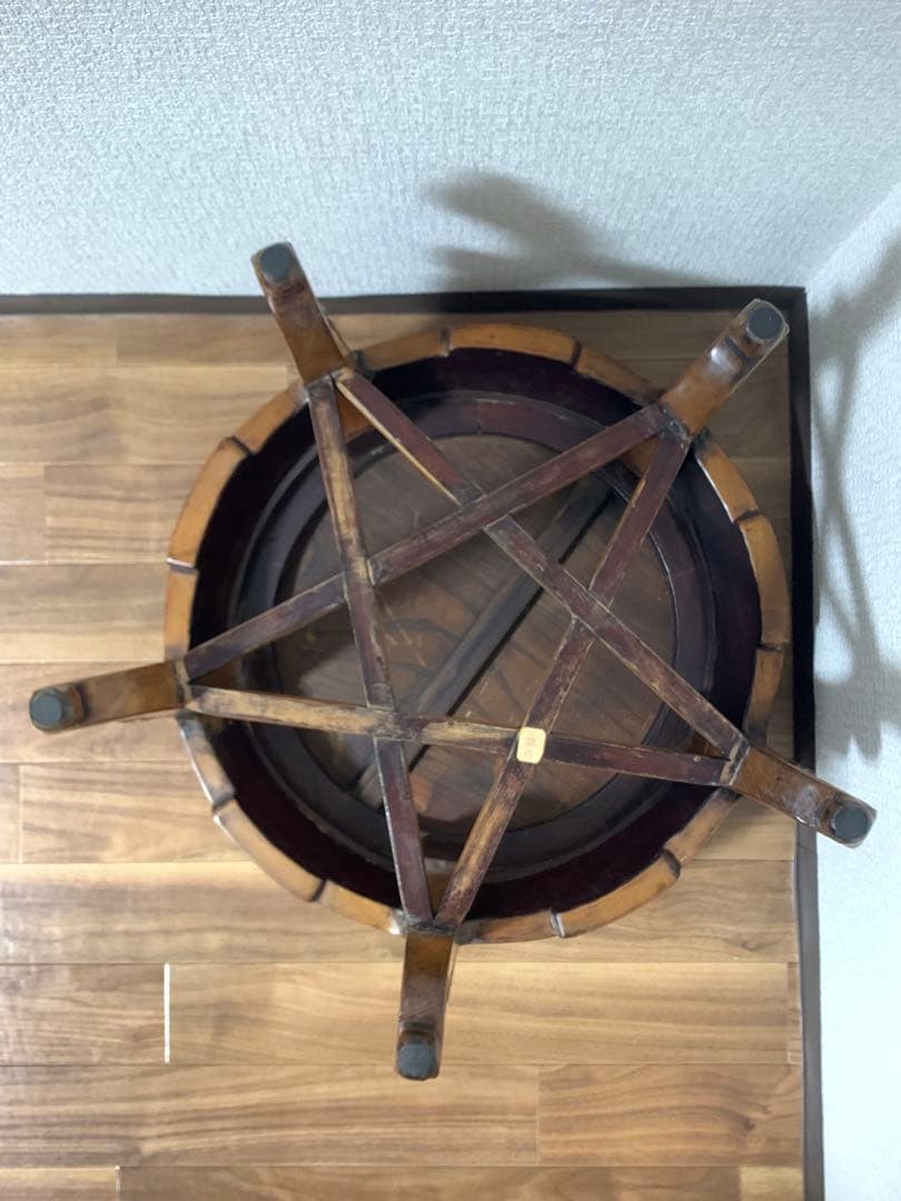 木製丸テーブル　アジアンカフェテーブル　飾り台　サイドテーブル　フラワーラック