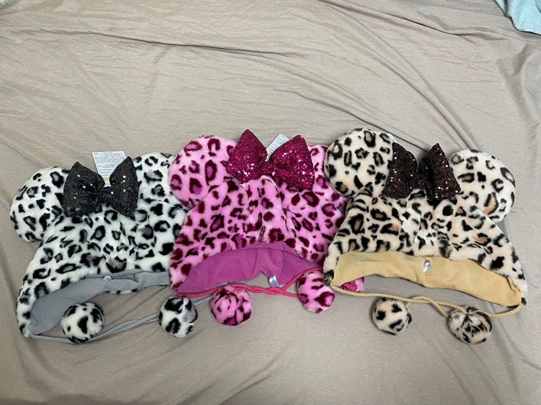 新品未使用 ディズニー ファンキャップ　ヒョウ柄　セット　レオパード　ミニー