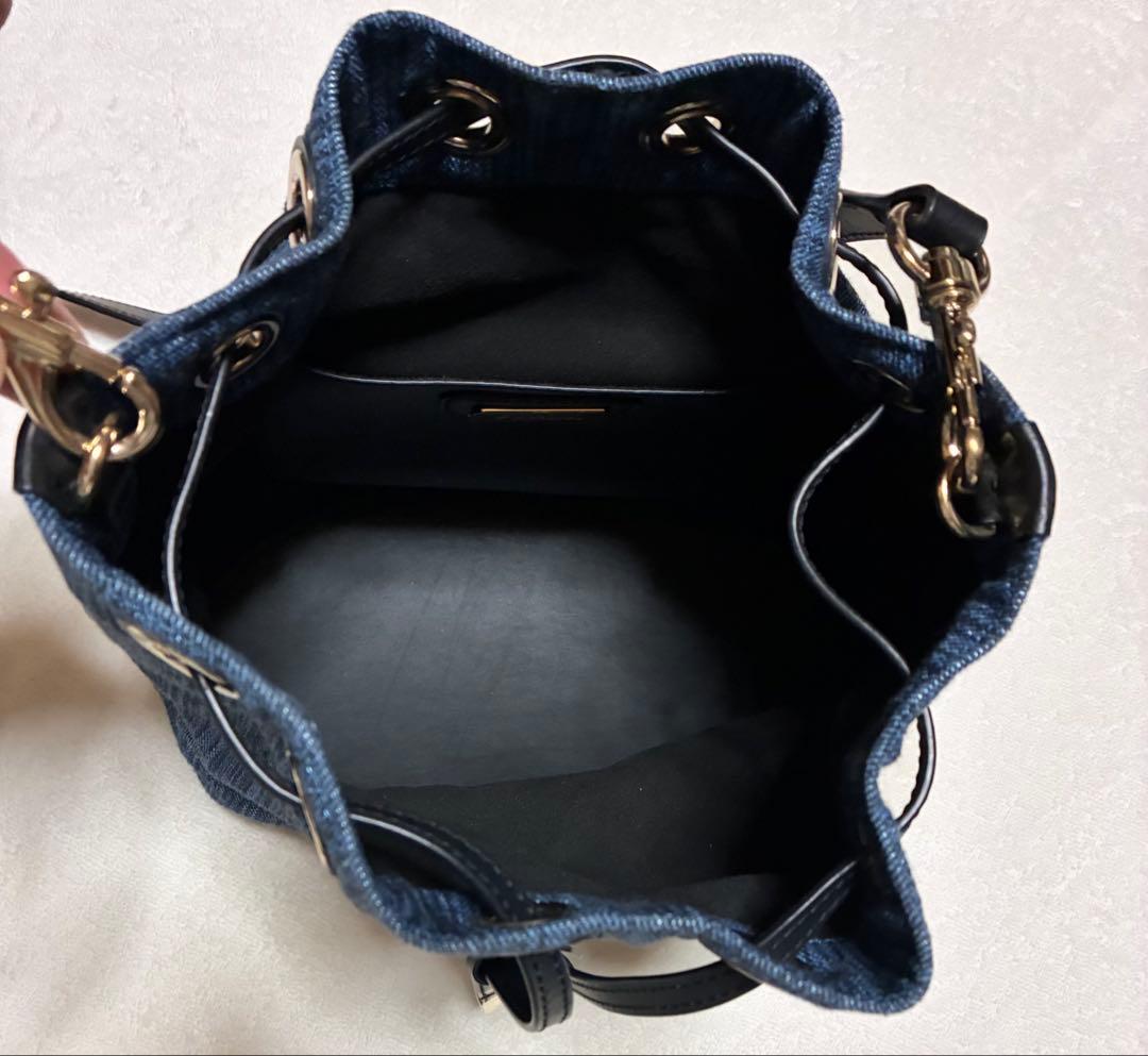 FURLA フルラ　ショルダーバッグ デニム インディゴブルー 巾着　保管袋付き