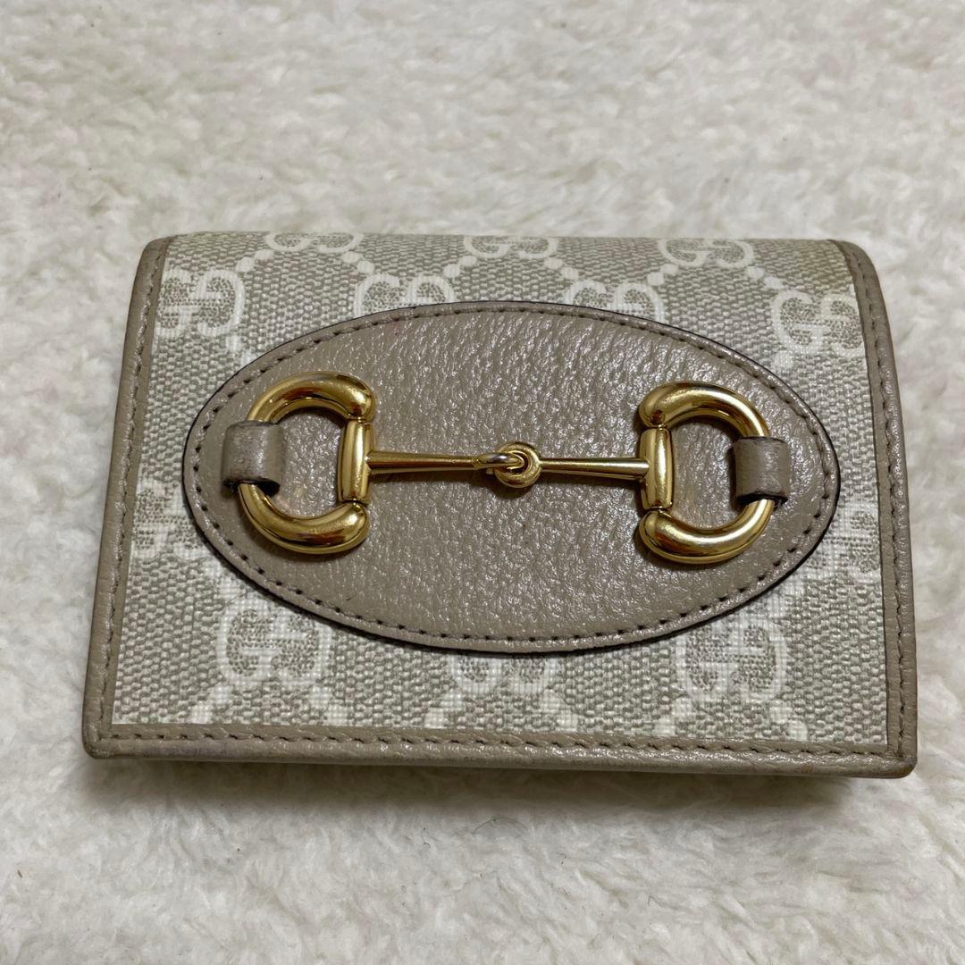 グッチ　GUCCI　折り財布　ホースビット　ベージュ　美品‼️