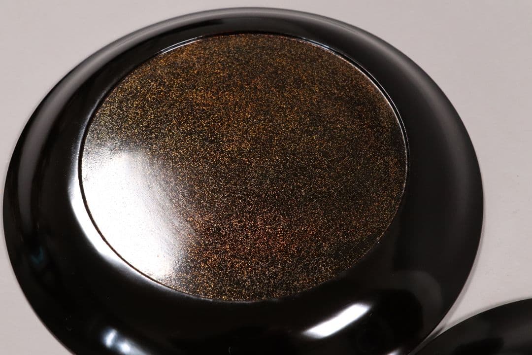 MA218 時代漆器 松竹梅鶴金蒔絵 縁唐草 黒塗 大徳寺盆 二客 菓子盆 木皿