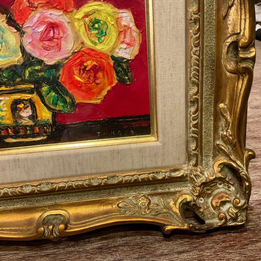 市村司「ばら」薔薇/バラ 油彩 アートクラブ会員 油彩画 額付き アート 絵画