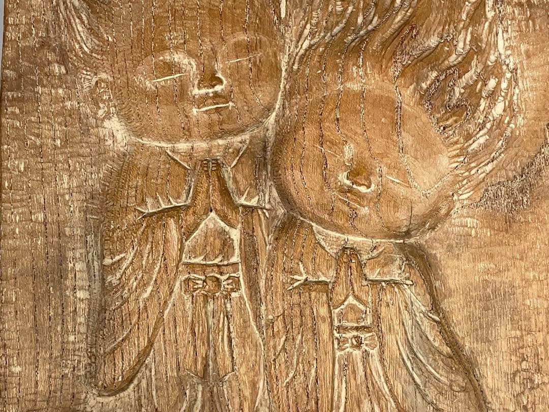 彫刻家　牧田善晴　ふたりの童子　祈り　木彫　一刀彫　長野県