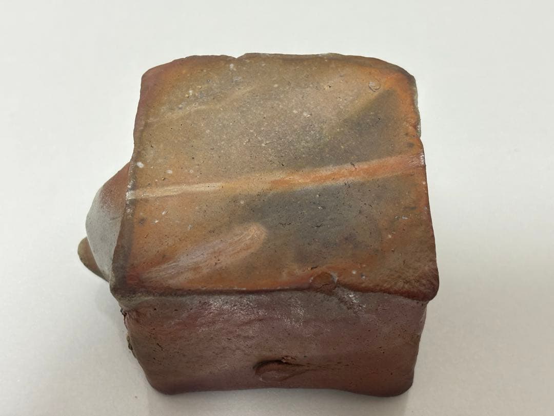 ⑭備前焼 宝瓶 登り窯 柘榴 ザクロ 4角 手びねり 急須