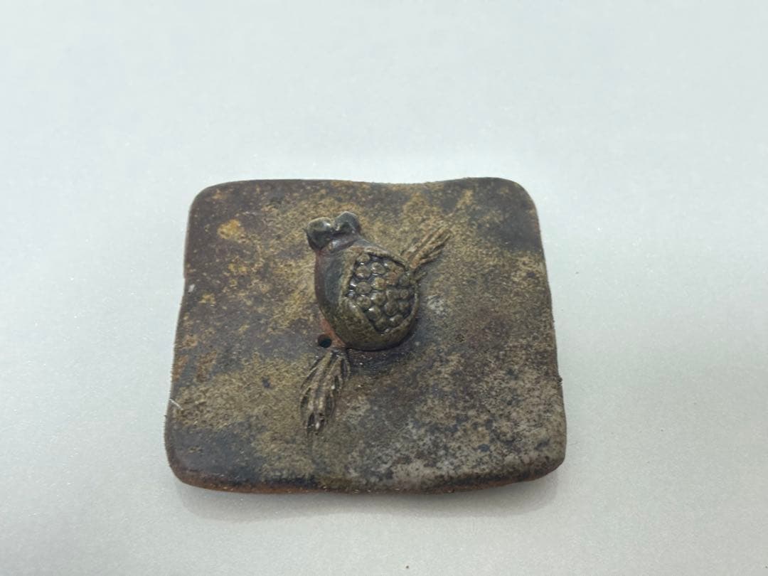 ⑭備前焼 宝瓶 登り窯 柘榴 ザクロ 4角 手びねり 急須