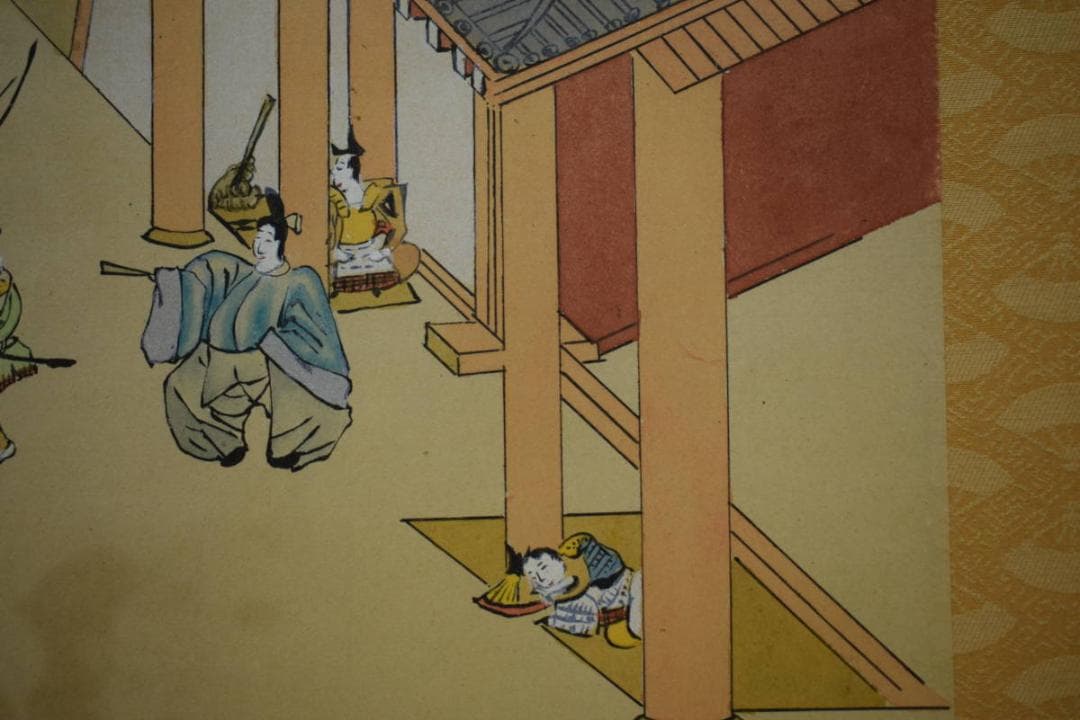 /輝一/平治物語図/大和絵/桐共箱付/布袋屋掛軸HJ-453