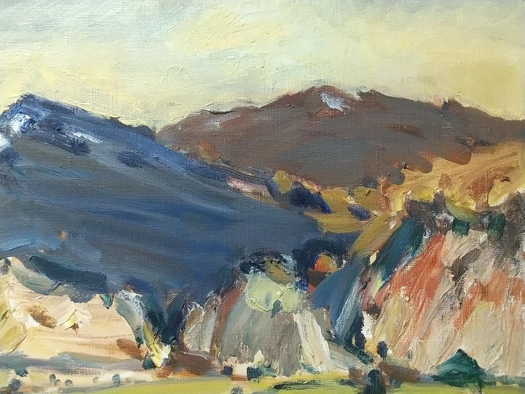 絵画「箱根初冬」 1968 F6 油絵 油彩画 風景画 アート