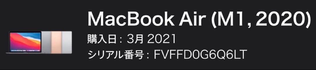 MacBook Air M1 13inch 8コア16GB 1TB