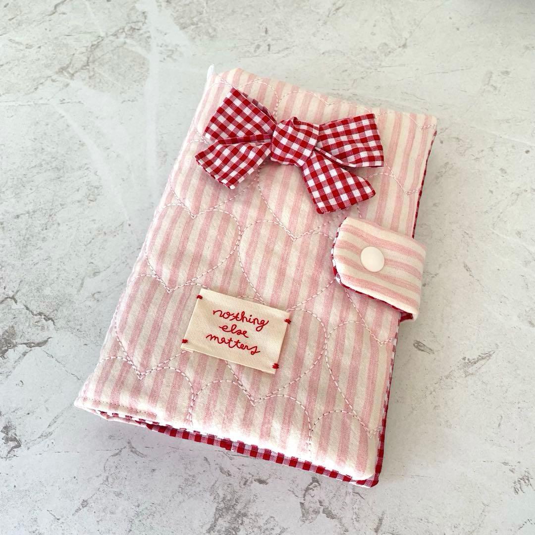 A6バインダー&バインダーカバーセット　韓国　　リボン ハートキルティング