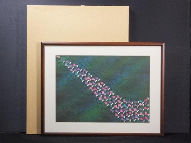 無署名　切絵　貼り絵『波昇蛍烏賊』切絵　貼り絵 0109E