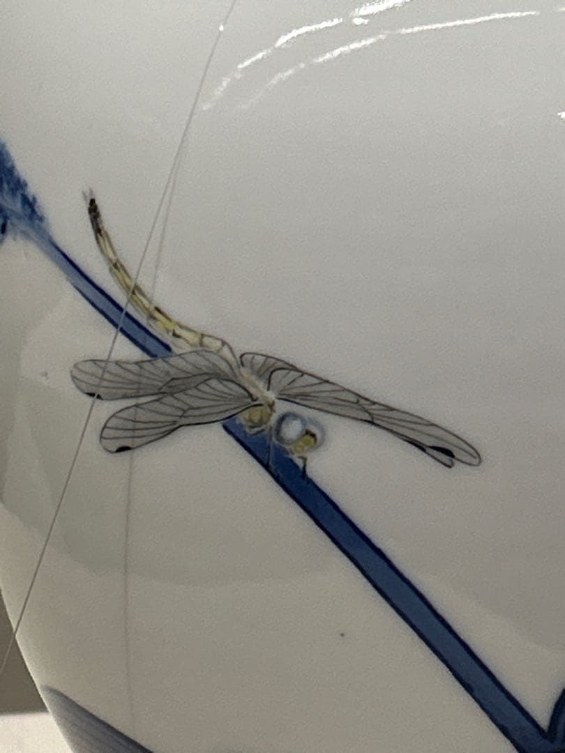 加藤友太郎　釉下彩　友玉園陶寿製　柿木に鴉　花瓶