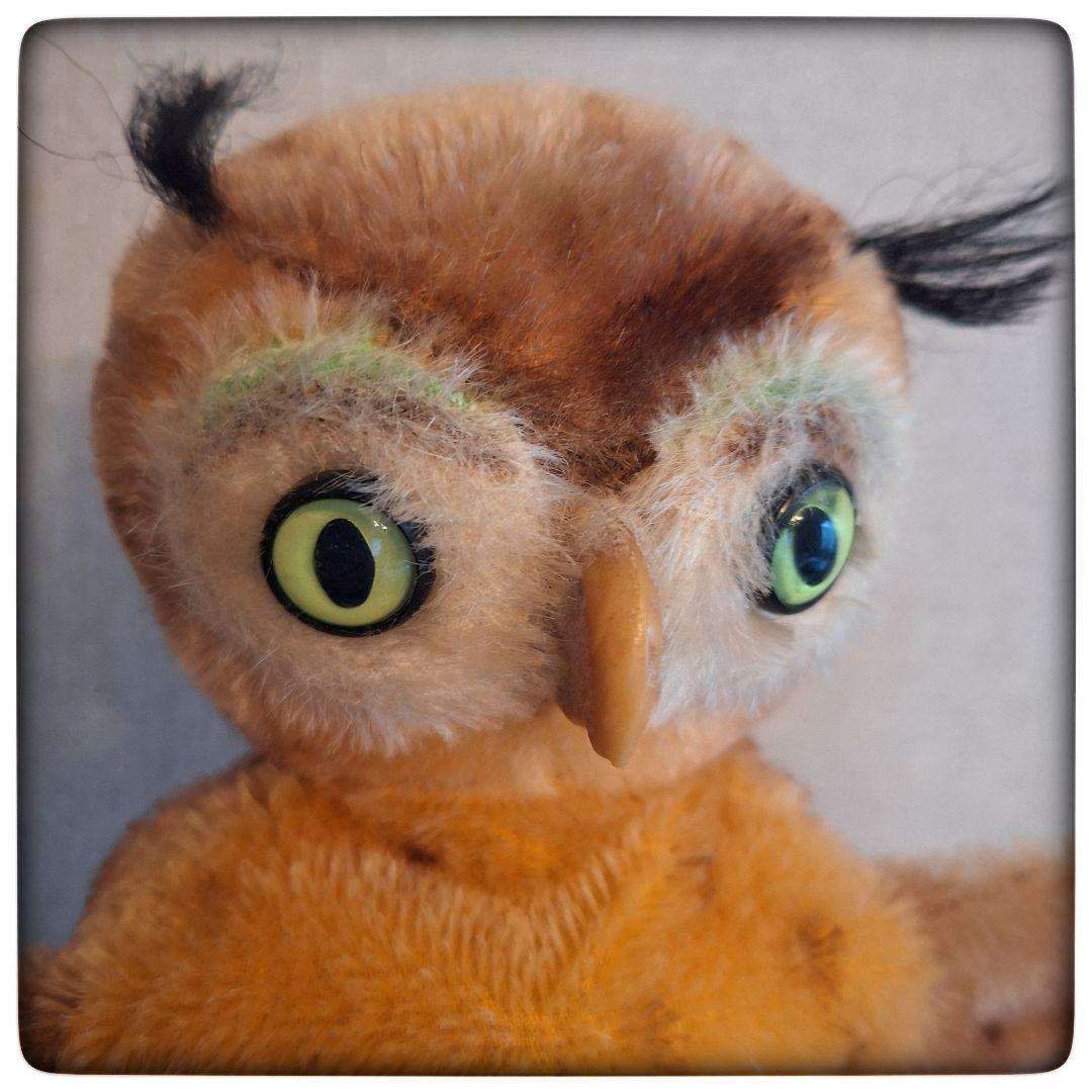 【手踊り人形 パペット ふくろうWittie】ヴィンテージ シュタイフ 美品