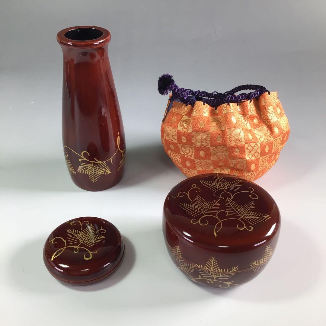 Ｒ２３１　茶箱　『桑木地』『茶碗　棗　香合　茶筅筒　仕覆』　紙箱　茶道具