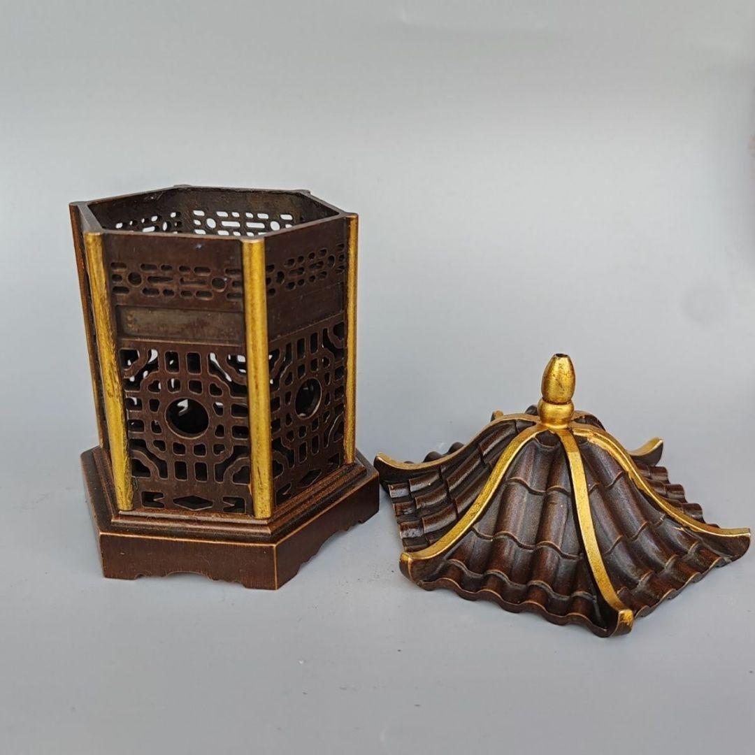 銅器 亭子薫香炉 茶道具 香道具 蓋置 置物 工芸品 美術品 置物