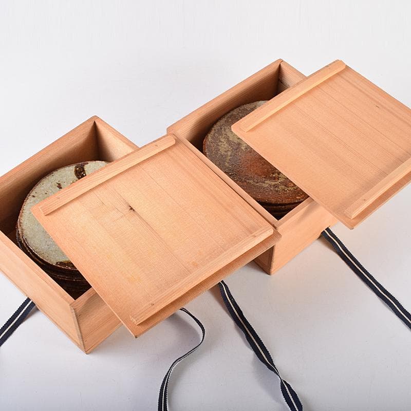 和食器　廣永陶苑　草花文　銘々皿　五客　共箱　二点まとめて　C　R8586