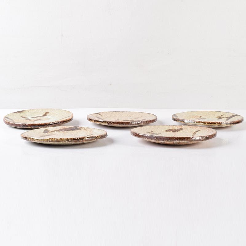 和食器　廣永陶苑　草花文　銘々皿　五客　共箱　二点まとめて　C　R8586