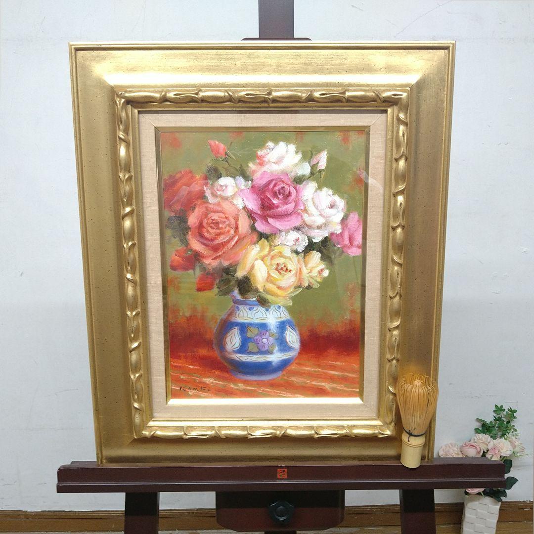AD15 本物保証 倉橋寛 油彩 4号 薔薇 額装 額縁 専用紙箱