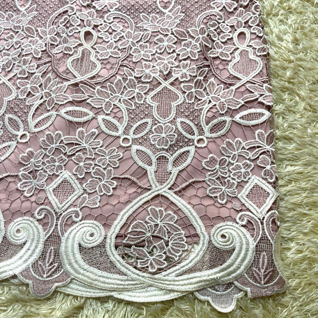 英国発　PHASE EIGHT 大きめ　清楚ピンク　刺繍ワンピース　美品　LL