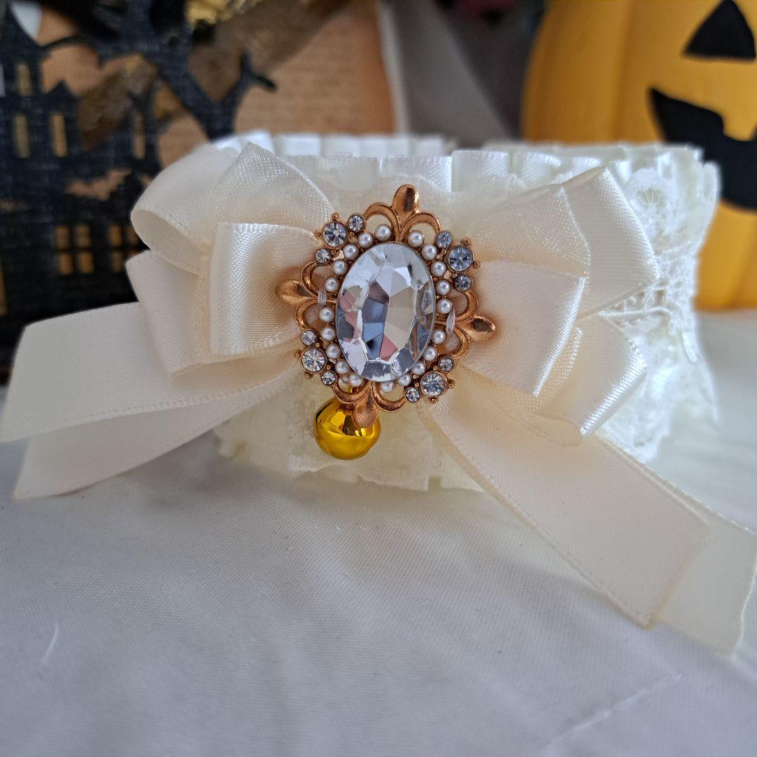 短毛ちゃんにも♥️中世ヨーロッパ風チョーカー(ホワイト④)わんちゃん猫ちゃん用