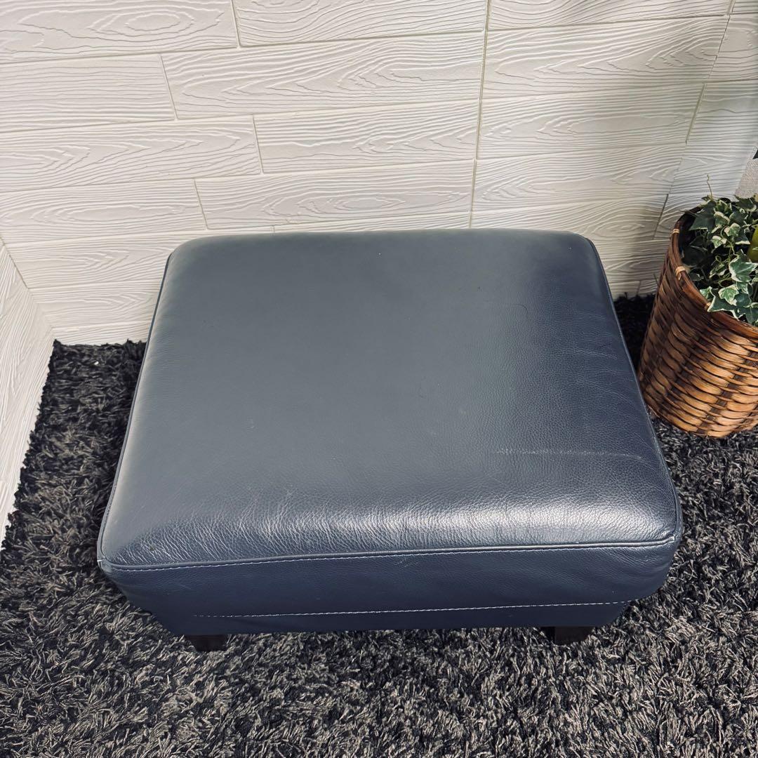 ワタリジャパン / HTL オットマン 総本革　濃紺 ネイビー レザー