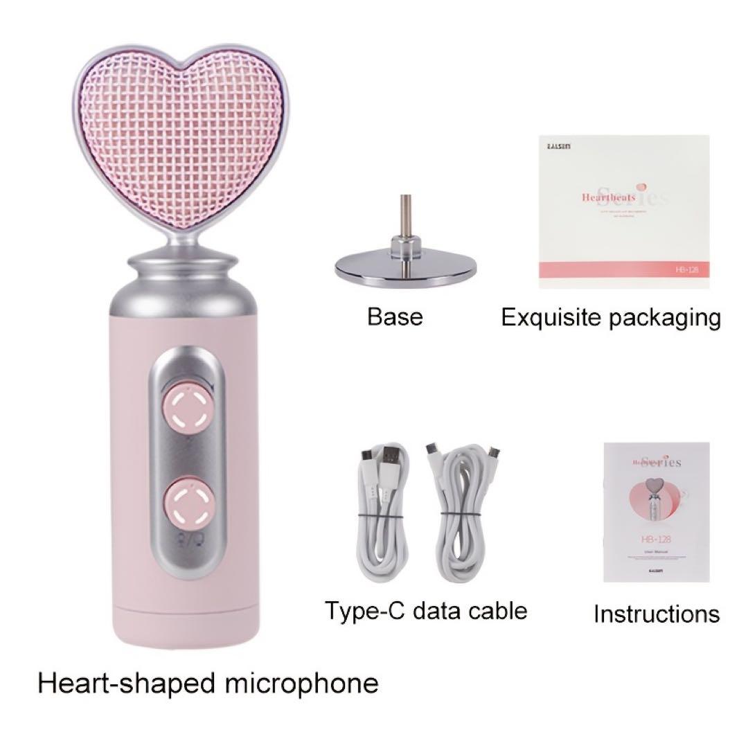 新品 ピンク ハートのデスクトップ コンデンサーマイク