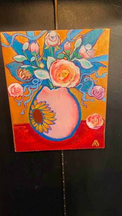 【アクリル画】商品名　「向日葵との出会い」新品未使用品