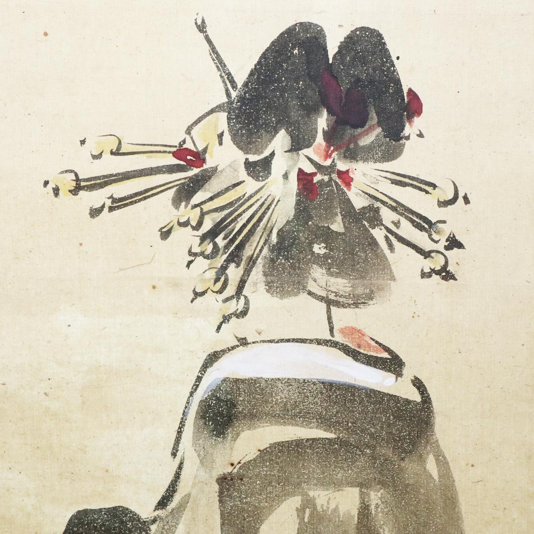 久保田米仙 肉筆書 『夕顔画讃』　 掛軸　紙本 共箱