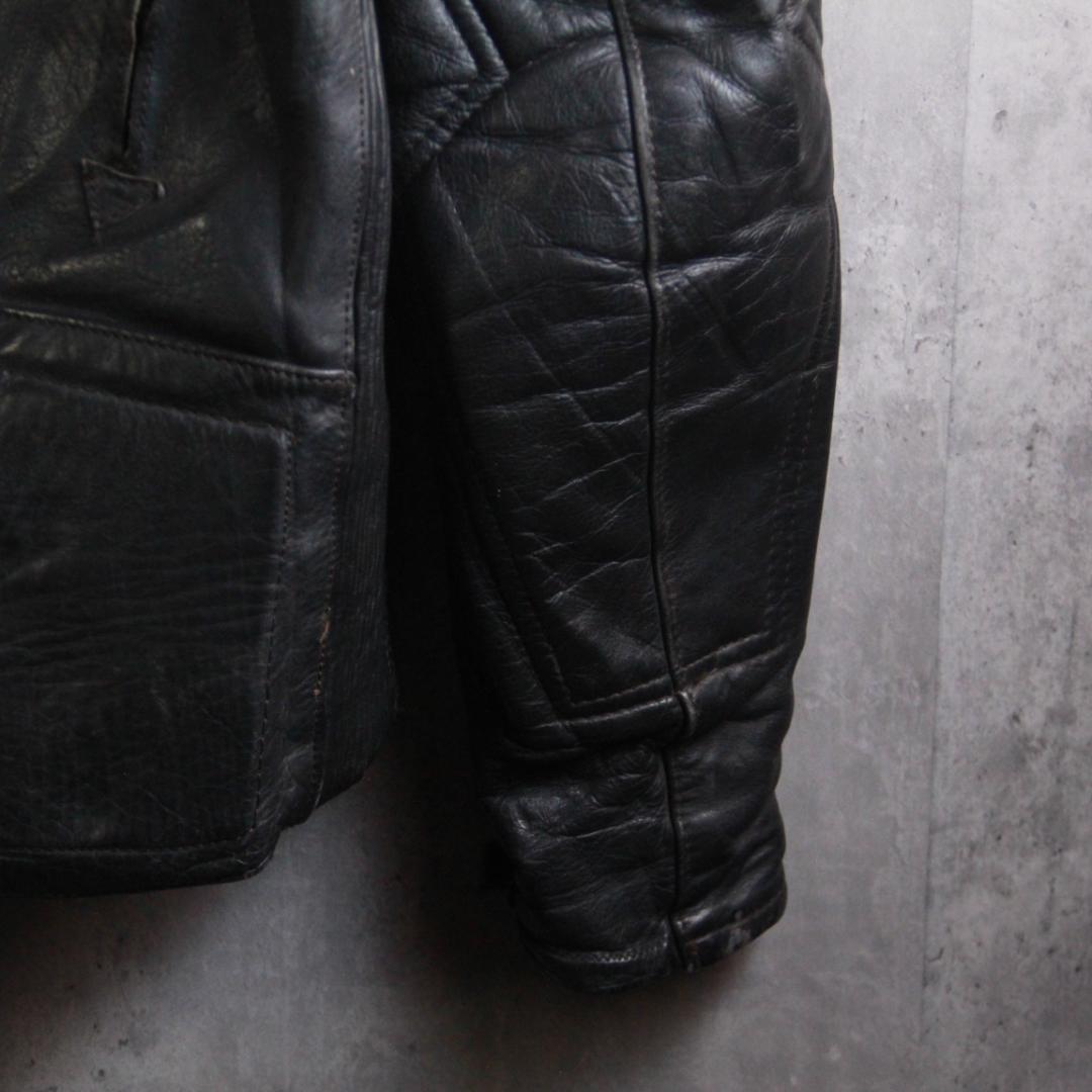 SP古着 レザーライダース ７０’s XL ユーロ古着 オランダ製 ダブル本革.