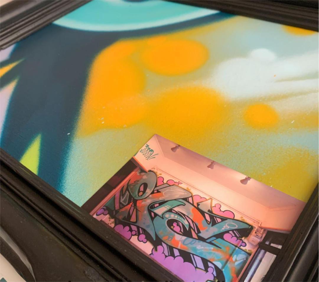 【一点物】ZENONEキャンバス 額付き 作品 匿名発送　スプレー缶