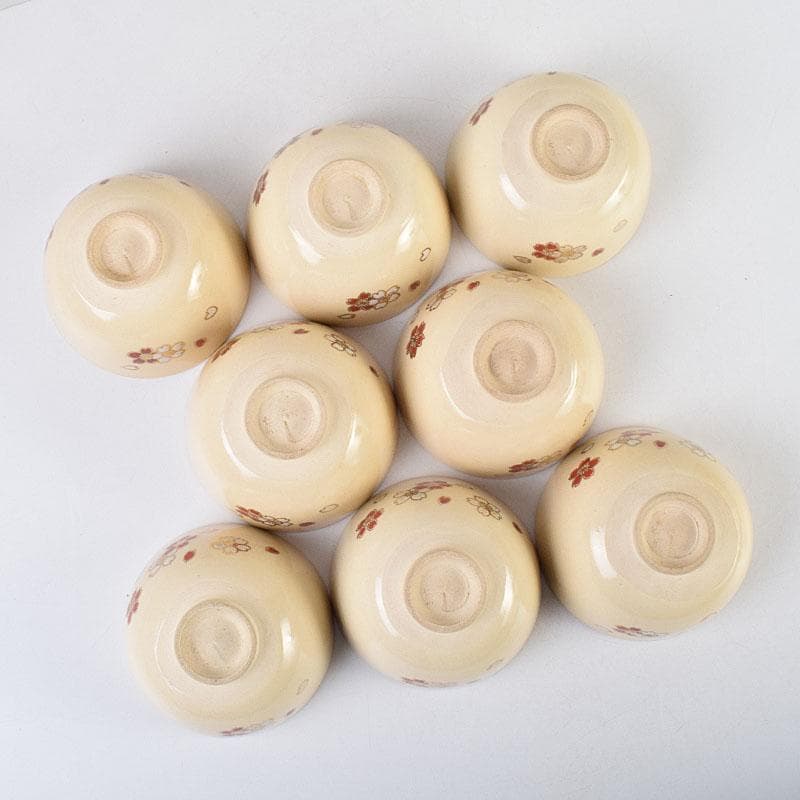 茶道具　京焼　野々村仁清　色絵桜文　数茶碗　八客　M　R9336