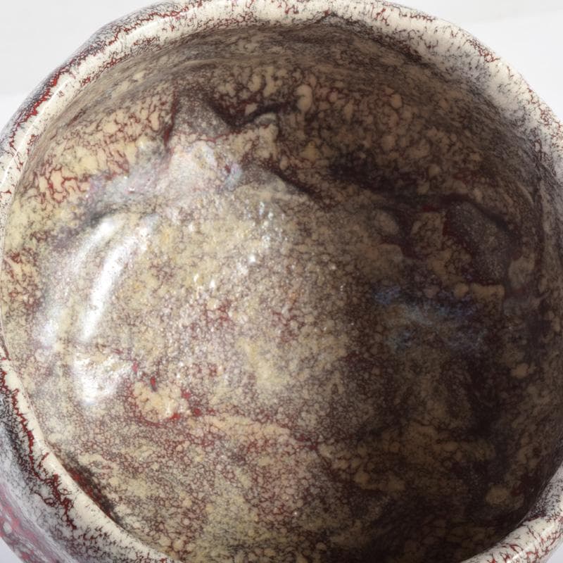 茶道具　箕面焼　松田志典作　辰砂　茶碗　共箱　C　7201