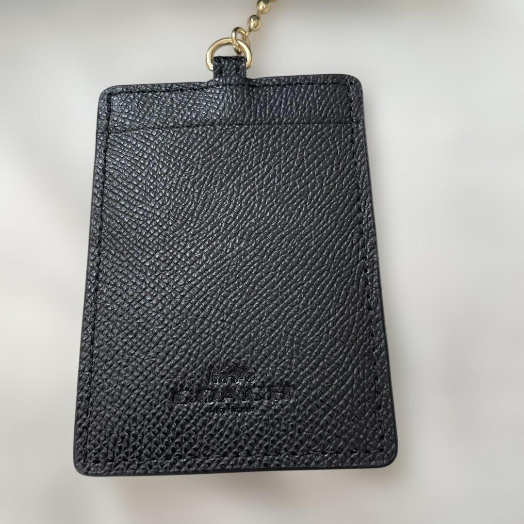 コーチ　財布　長財布　レザー　ブラック　パスケース付き